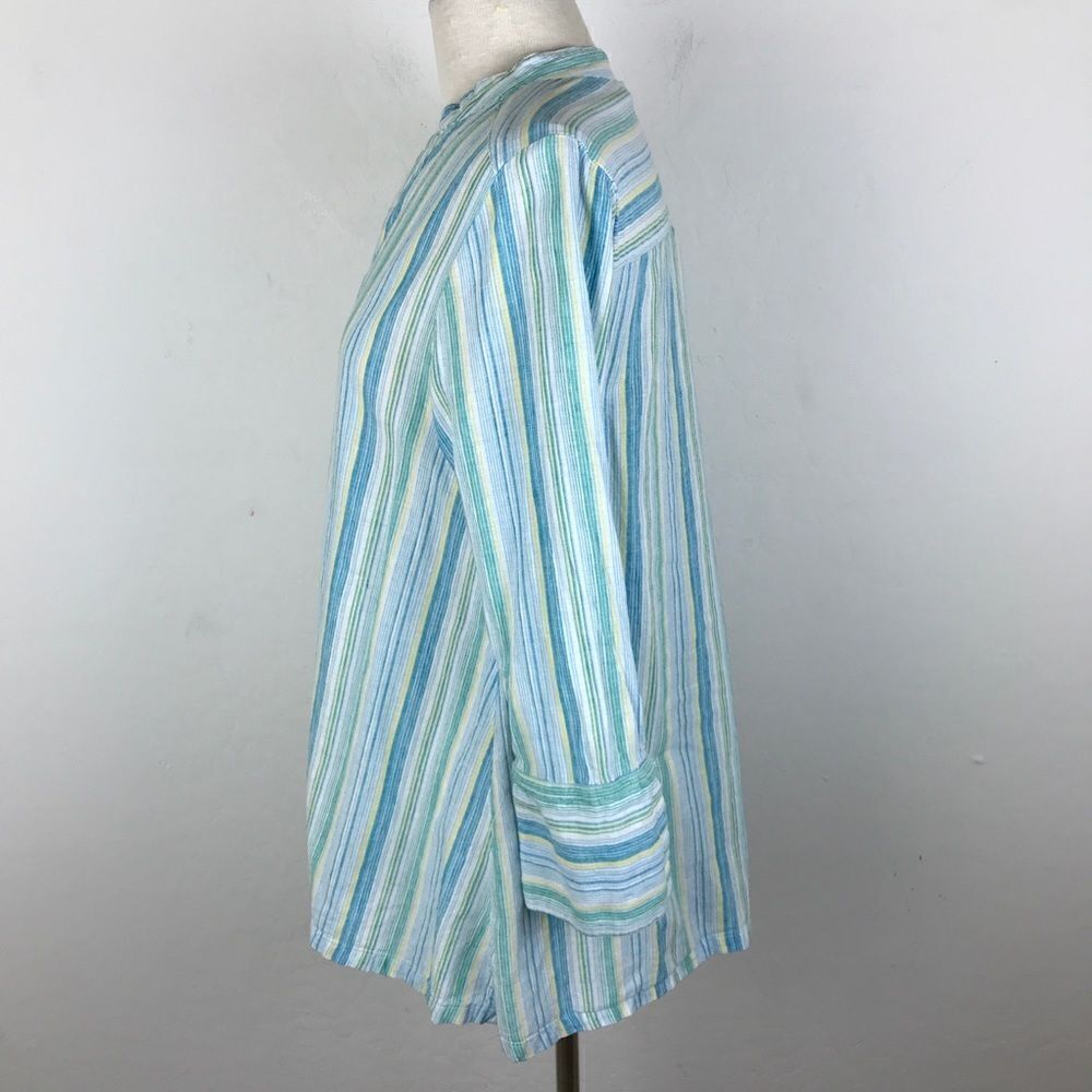 Sympli Striped Color Spring Button Down Blouse Sm - Picture 5 of 7